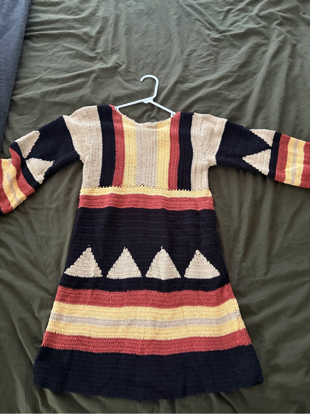 Chasing Unicorns Striped Knit Dress in Black, Rust & Cream - Picture 2 of 3
